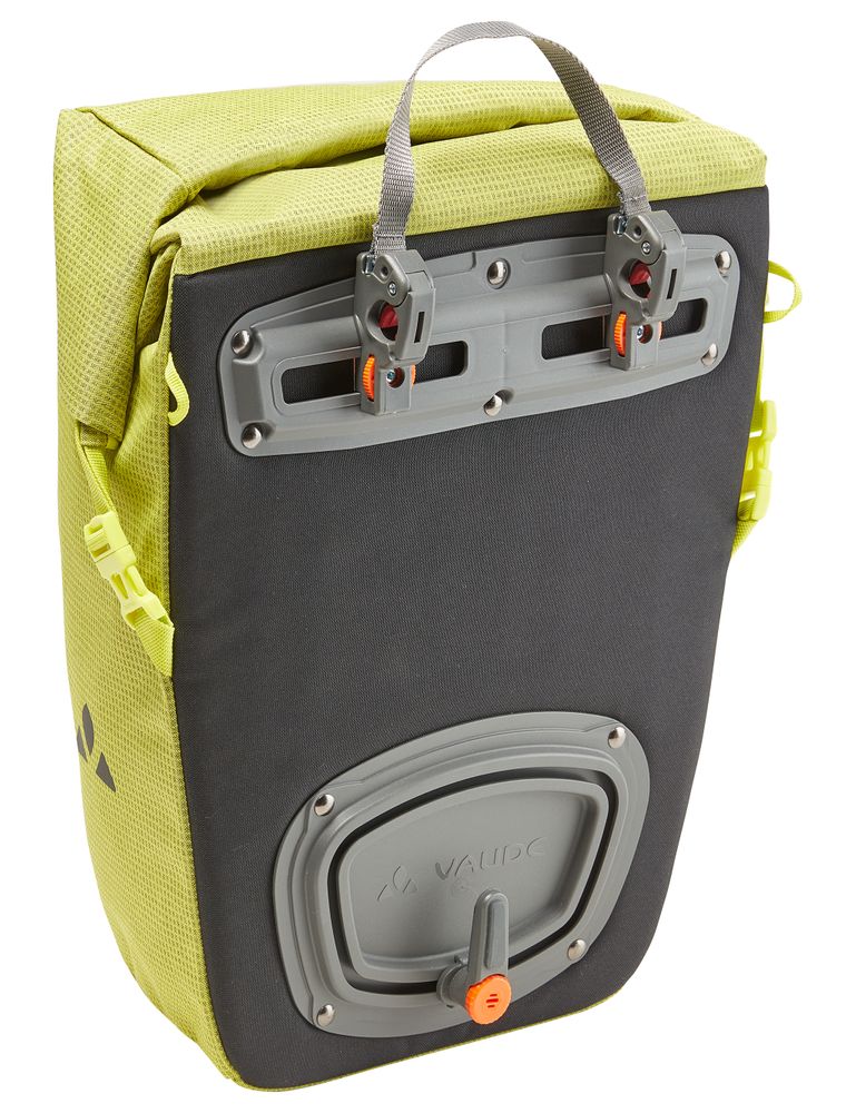 Vaude Road Master Roll-It Luminum praktische Fahrrad-Einzeltasche für Beruf und Freizeit Rückseite in bright green