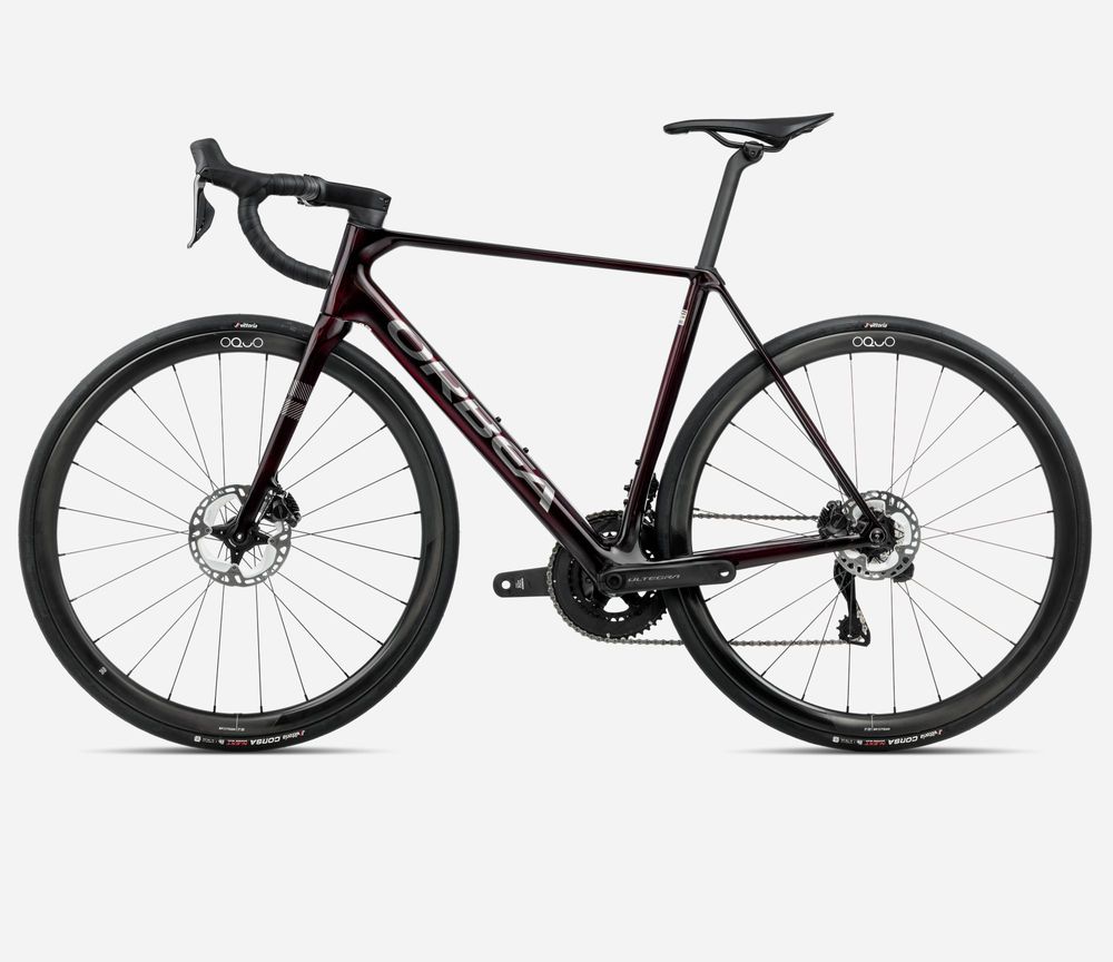 Orbea Orca M20iTeam 2025, Wine Red - Titanium (Gloss), Seitenansicht links