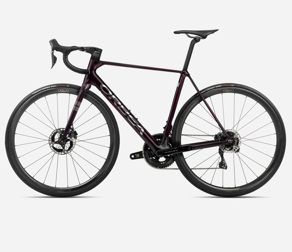 Orbea Orca M10iLTD PWR 2025, Wine Red - Titanium (Gloss), Seitenansicht links