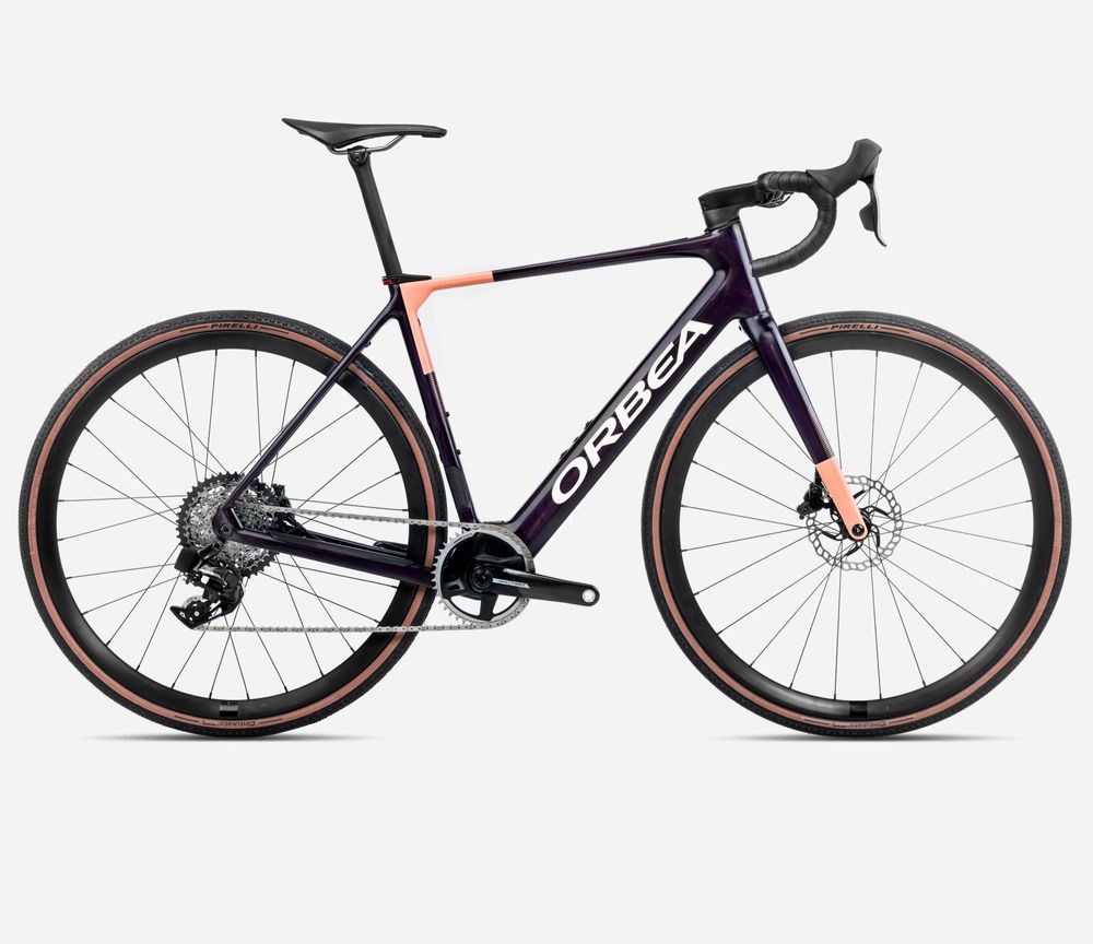 Orbea Gain M21E 1X 2025, Fantasy Purple Carbon View (Gloss) - Orange Cloud (Matt), Seitenansicht