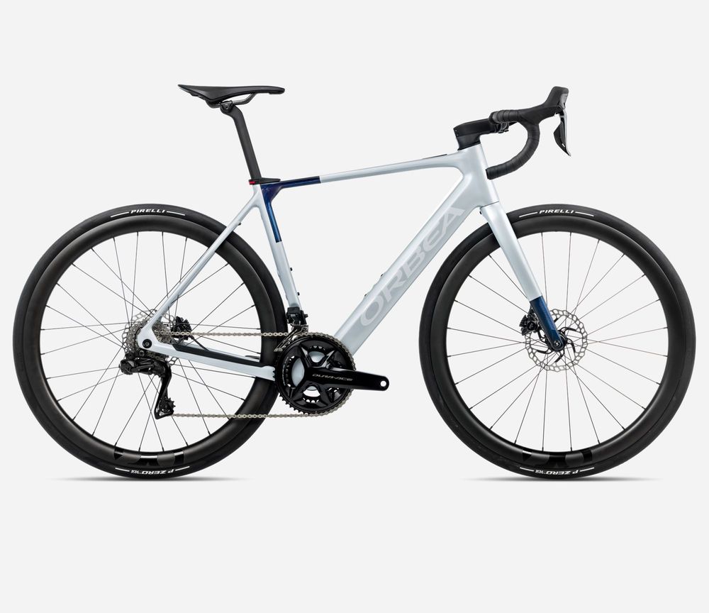 Orbea Gain M10i 2025, Halo Silver (Matt) - Blue Carbon View (Gloss), Seitenansicht