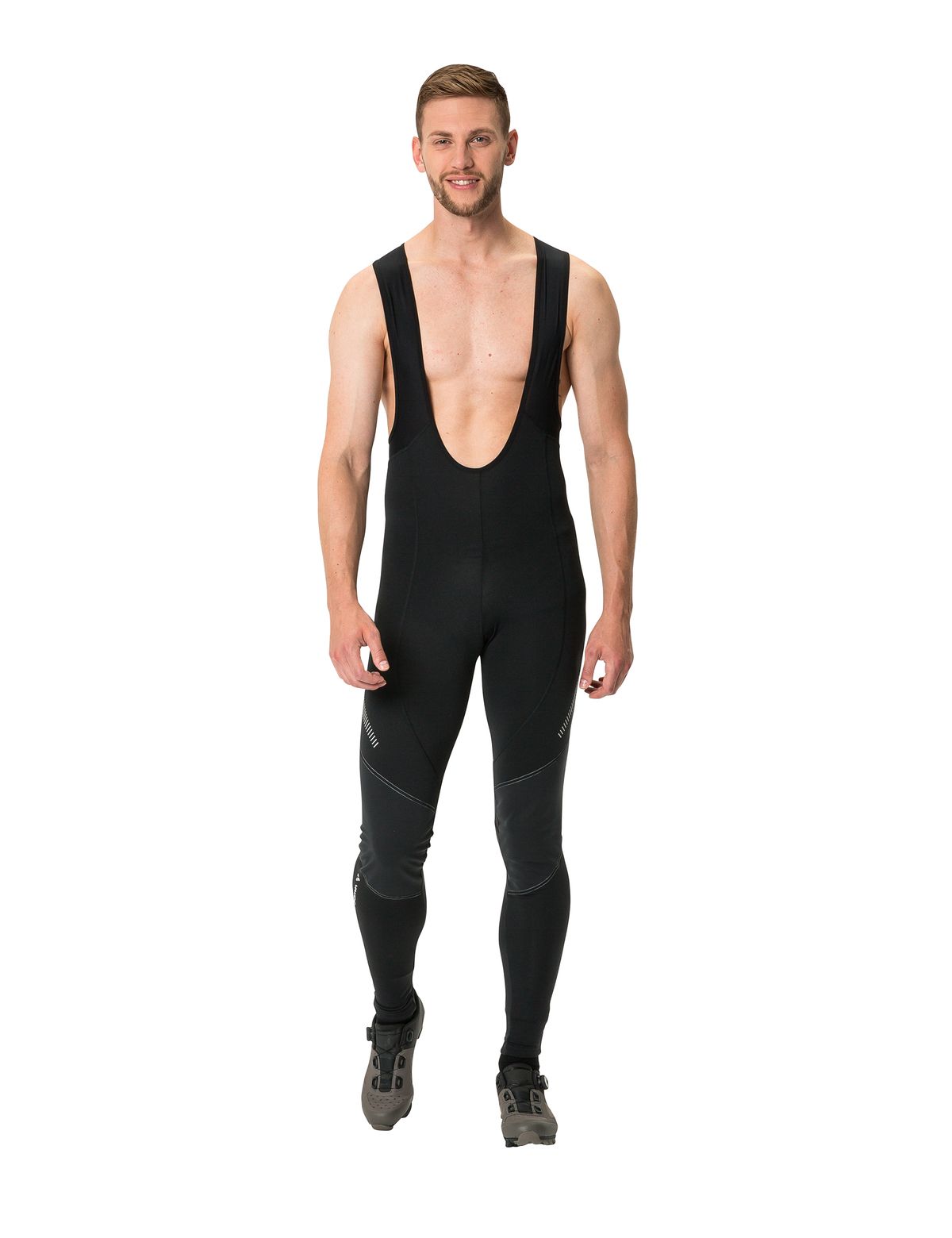 Vaude Men's Active Warm Tights w/o SC, black/silver, Vorderansicht angezogen