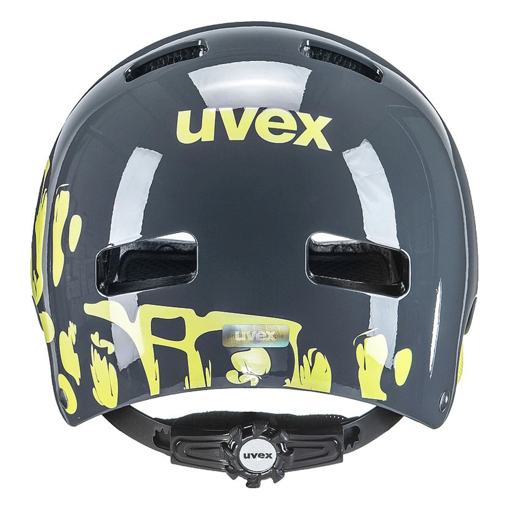 uvex kid 3 Kinderhelm, dirtbike grey-lime, Rückansicht