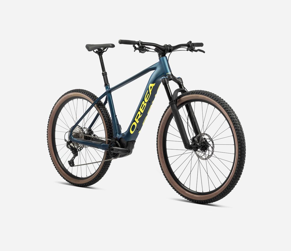 Orbea Urrun 40 2024, Borealis Blue (Matt) - Luminous Yellow (Gloss), Seitenansicht  vorne