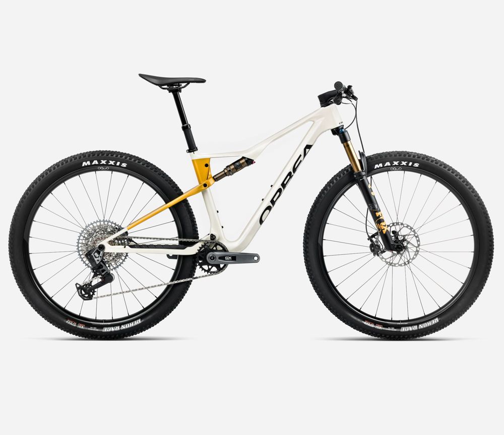 Orbea Oiz M10 AXS 2025, Ivory White (Gloss) - Bumblebee Yellow (Matt), Seitenansicht 