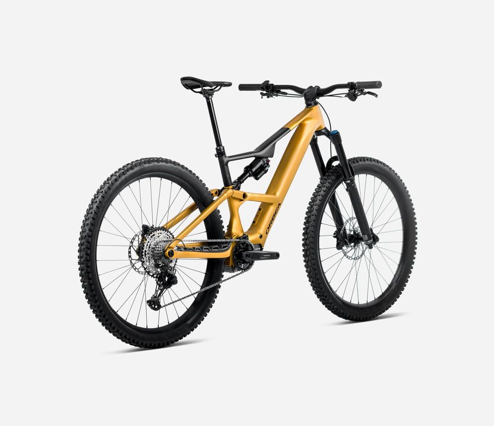 Orbea Rise SL H20 2025, Bumblebee Yellow-Black (Matt), Seitenansicht hinten