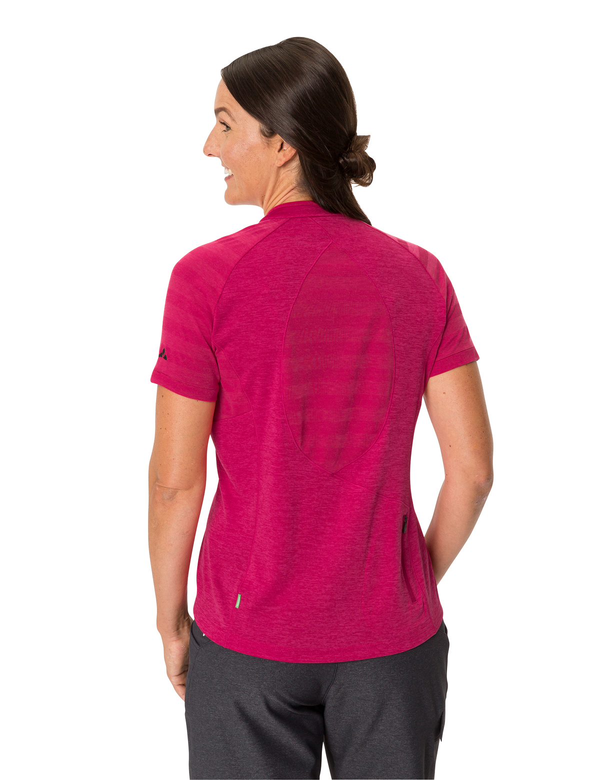 VAUDE Women's Tamaro Shirt III Damen-Radshirt in crimson red uni angezogen hinten