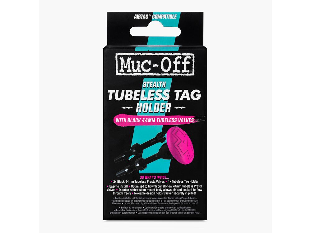 Muc-Off Tubeless Tag Holder & 44mm Valve Kit Black