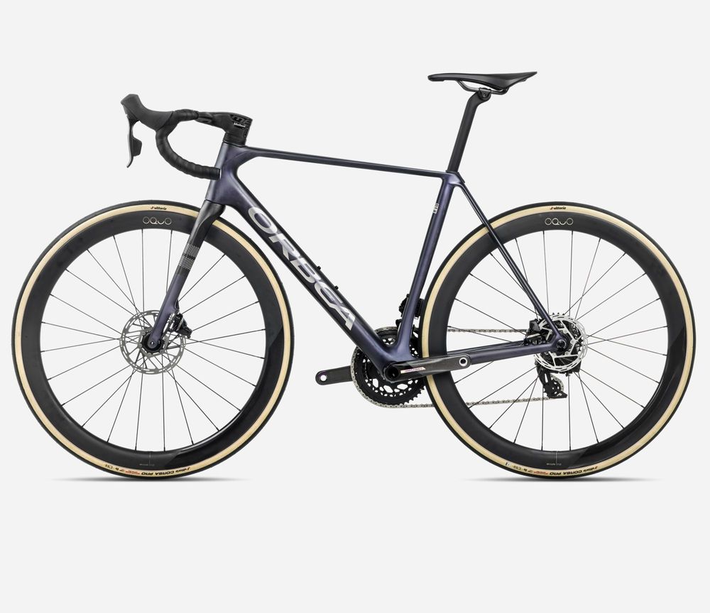 Orbea Orca M21eLTD PWR 2025, Tanzanite (Matt) - Carbon Raw (Matt), Seitenansicht links