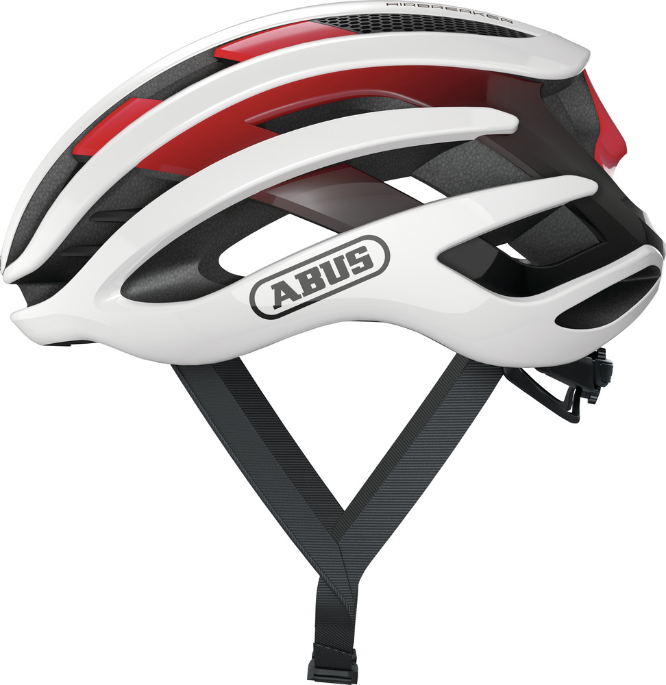 Abus AIRBREAKER Fahrradhelm, white red, Seitenansicht