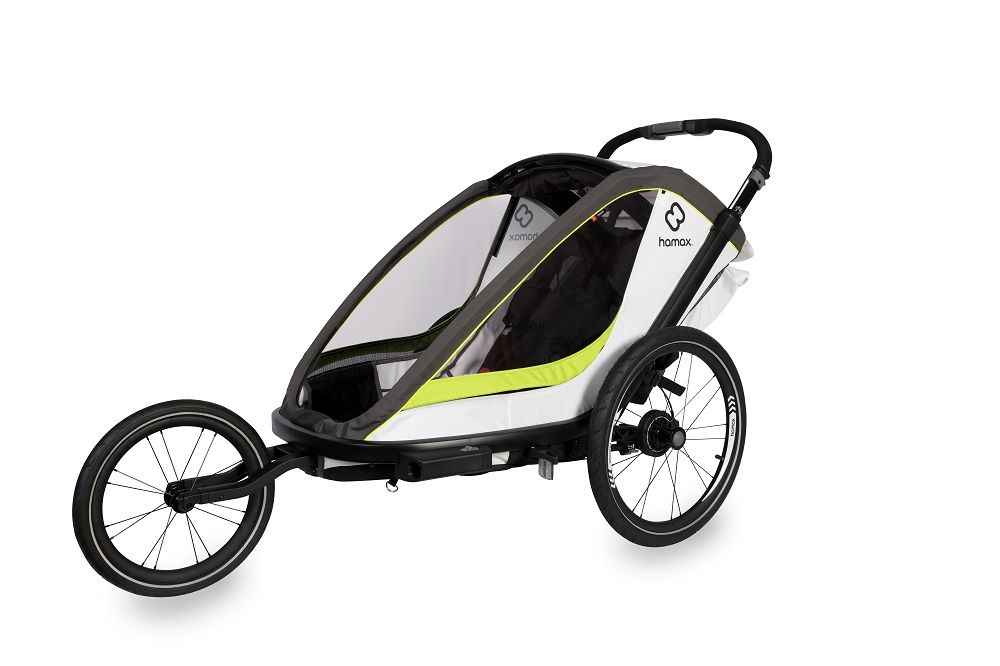 Hamax, Breeze Fahrradanhänger für Kinder 2023 - white/green, Sonnenschutz