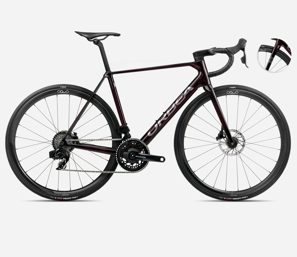 Orbea Orca M21eTeam PWR 2025, Wine Red - Titanium (Gloss), Seitenansicht rechts