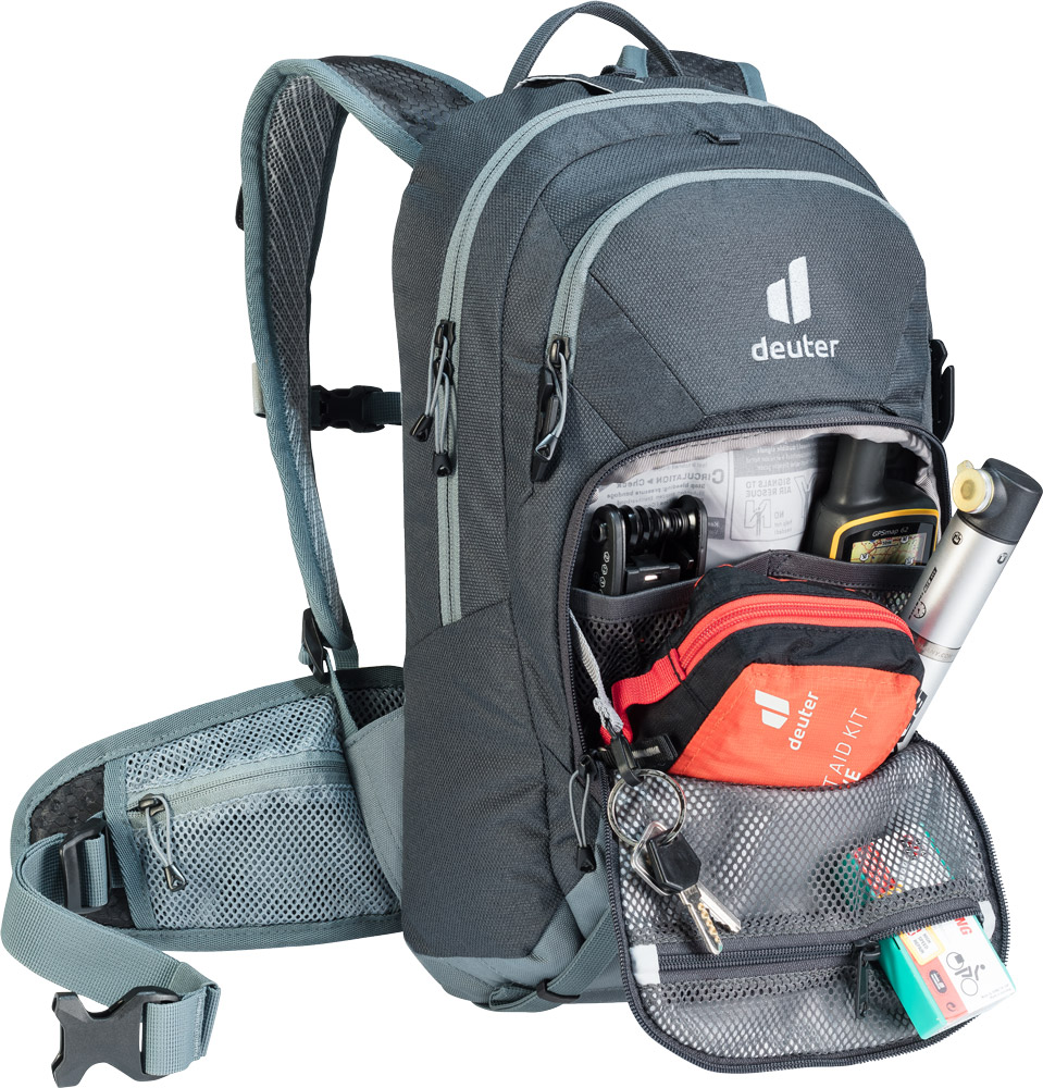 deuter Attack 8 JR Protektor-Rucksack in graphite shale dunkelgrau innentaschen