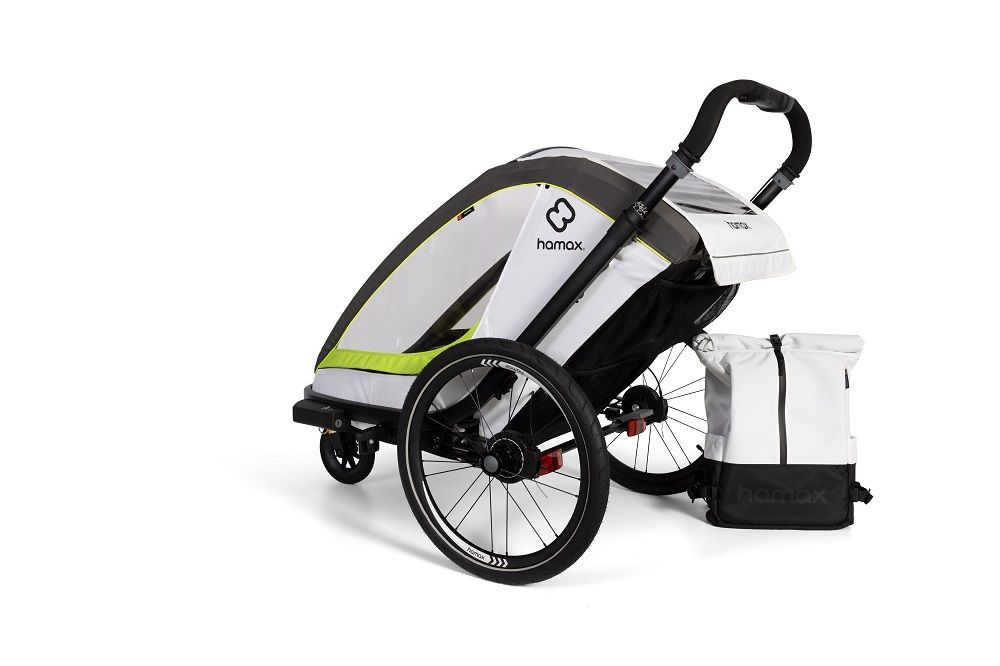 Hamax, Breeze Fahrradanhänger für Kinder 2023 - white/green, mit Tasche