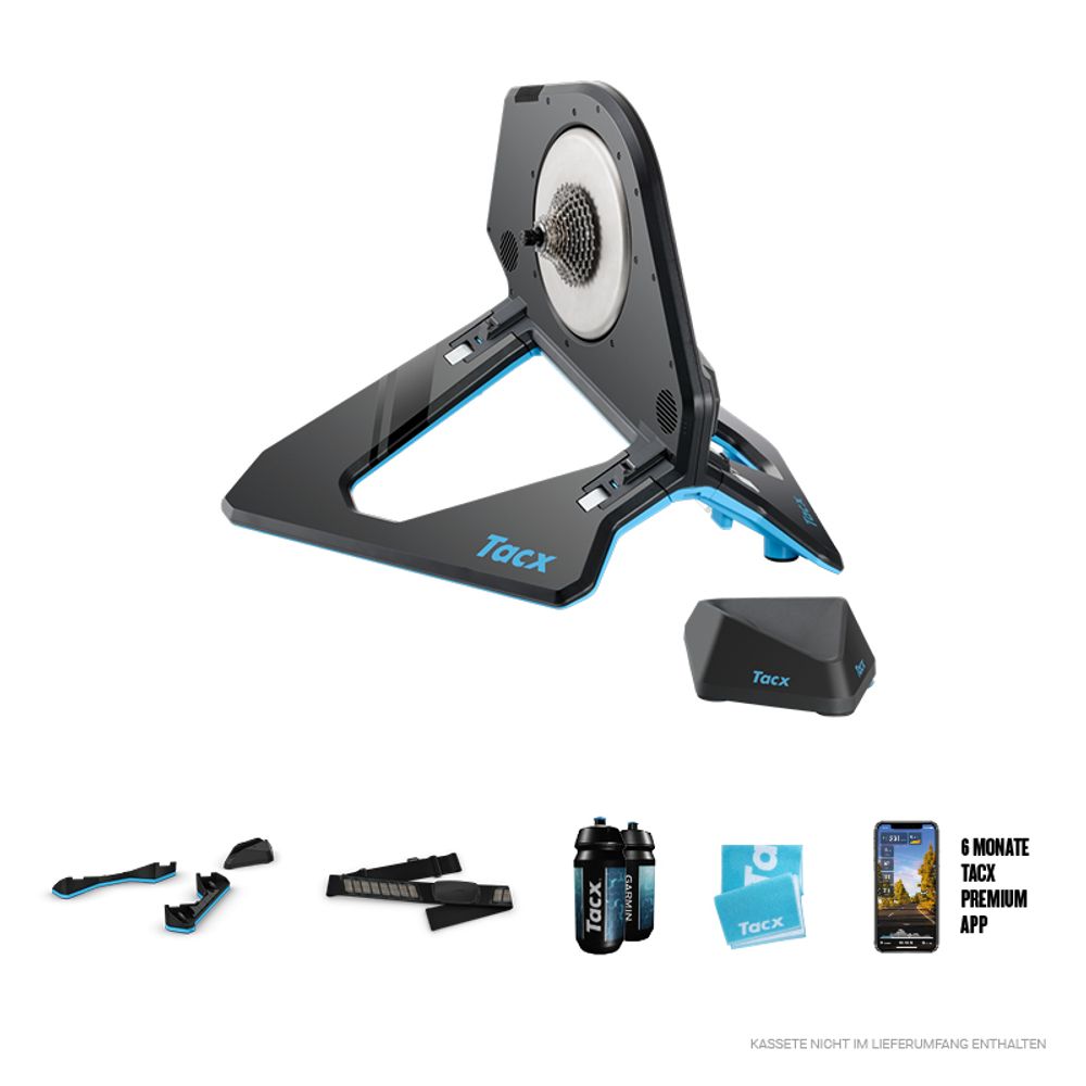 Tacx NEO 2T Smart-Trainer inkl. Motion Plates + HRM-Dual + 2x Bio Shiva 500 ml + Tacx Handtuch + 6 Monate Tacx Premium
