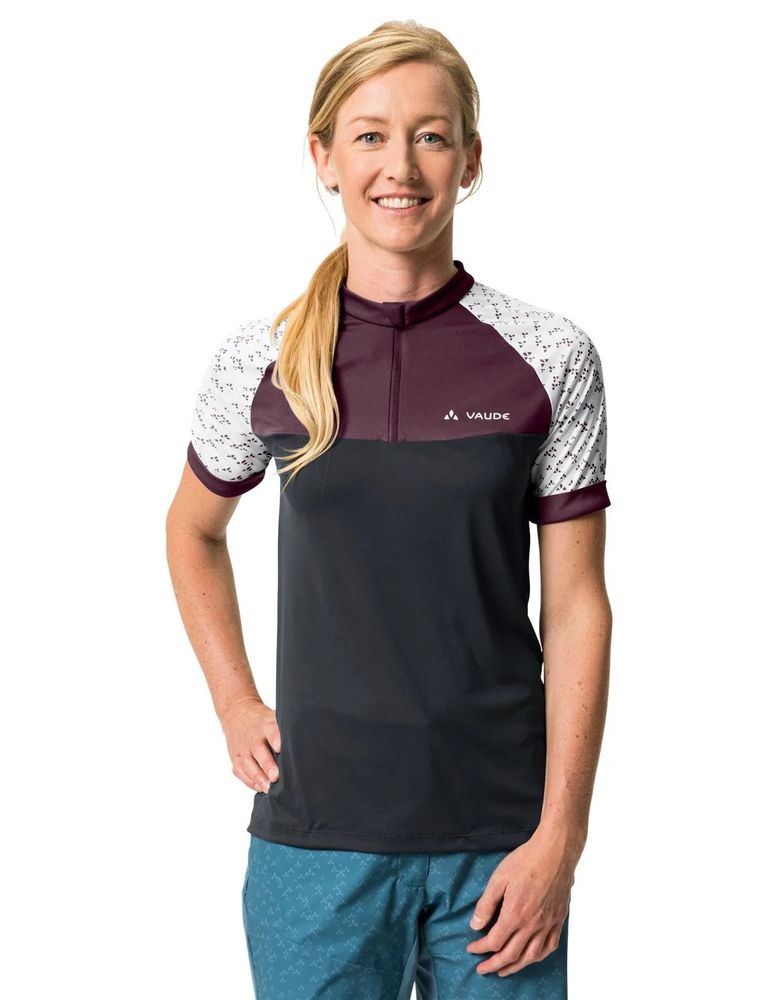 VAUDE Women´s Ledro Print Shirt 2023, cassis, Vorderansicht angezogen