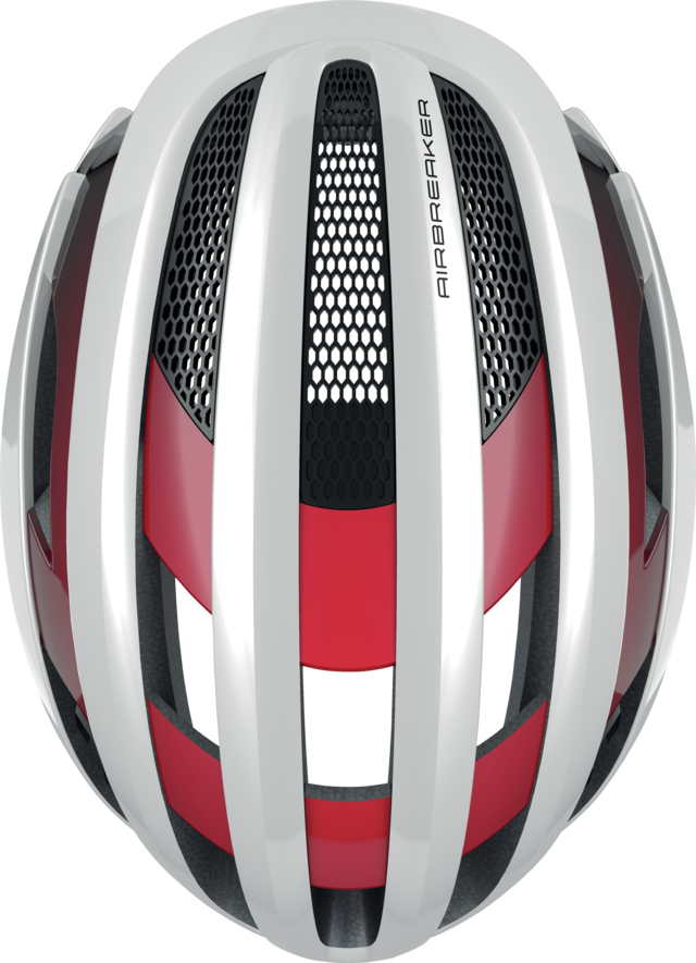 Abus AIRBREAKER Fahrradhelm, white red, Draufsicht
