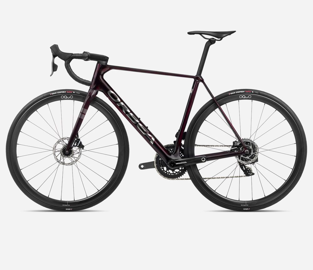 Orbea Orca M21eTeam PWR 2024, Wine Red - Titanium (Gloss), Seitenansicht links